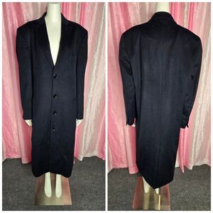 Enzo Tovare Navy Wool Cashmere Long Classic City Coat Size 42 Men's